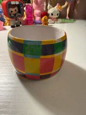 Colorful Checkered Ceramic Bracelet Cuff Bangle